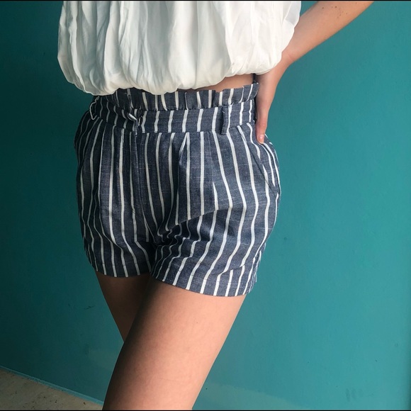 Lydelle striped paper bag shorts. - Picture 2 of 7